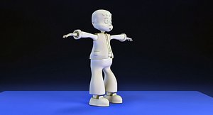3D low-poly toon kid model