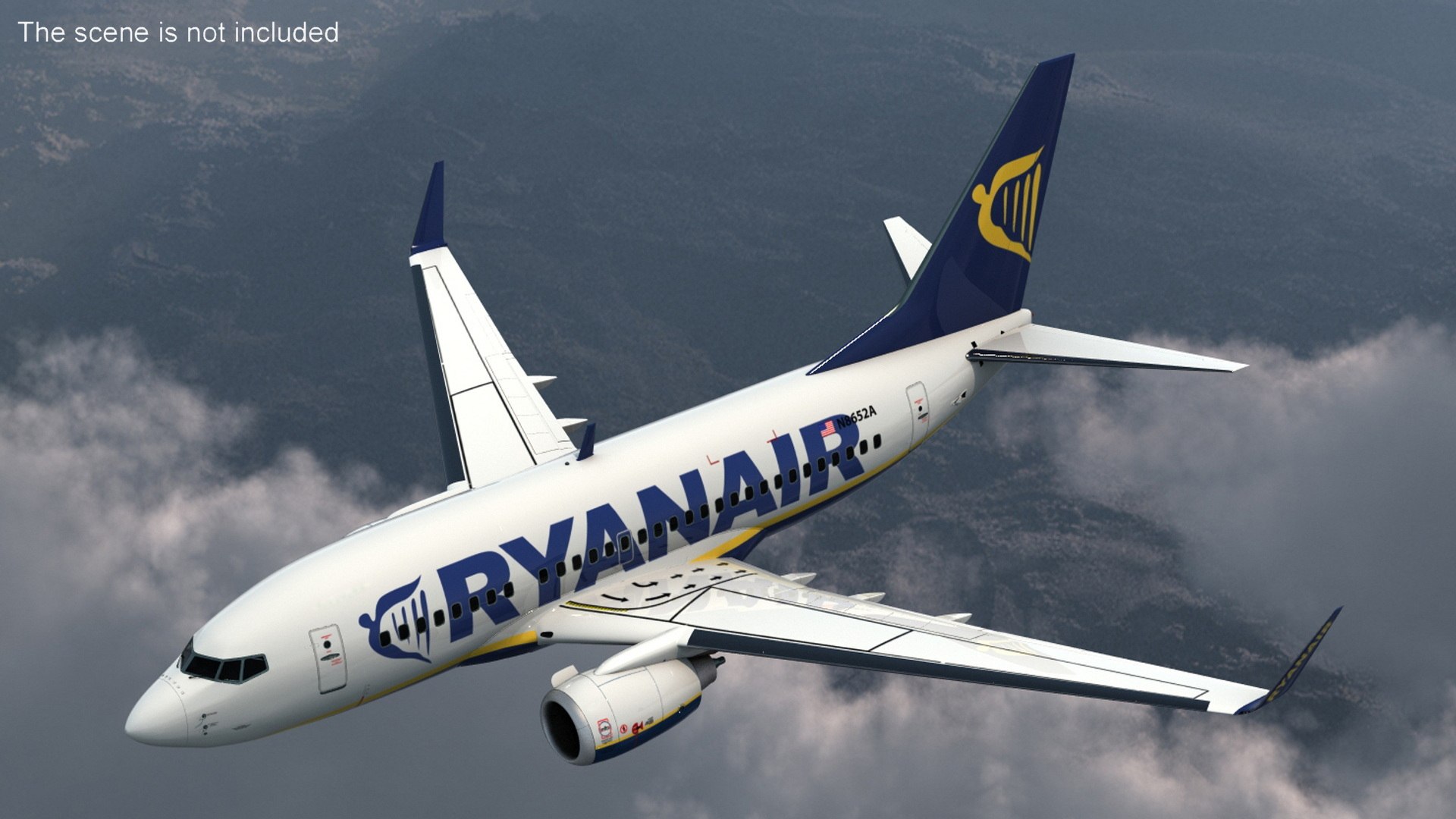 Ryanair Boeing 737-600 with Interior Rigged 3D model preview