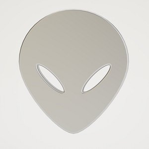 3D Futuristic Alien Mask Silver