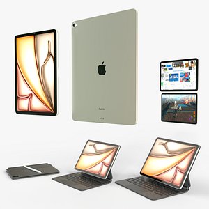 Apple iPad Air 2024 in Starlight full Collection 3D model