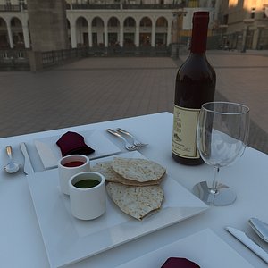 restaurant table - 3d model