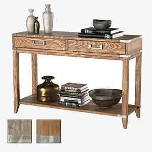 cayden campaign 2-drawer console table 3D model