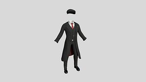 3D Gentleman Outfit 04 Full Black - Character Design Fashion model
