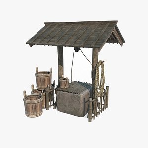 Ancient living facilities water wells 3D model