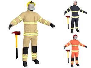 3D firefighter ready man model