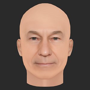 3D Low Poly Patrick Stewart Head model