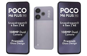 3D Xiaomi Poco M6 Plus 5G Mist Lavender Low Poly