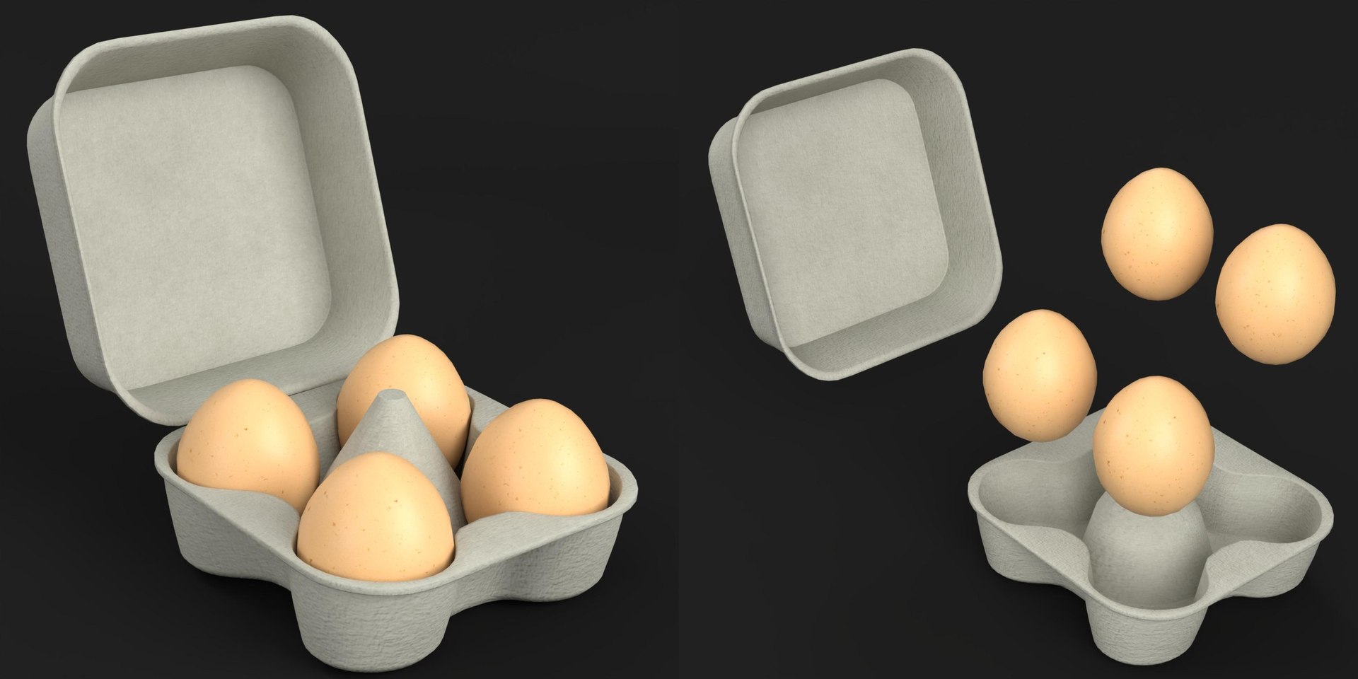 3D Cardboard package for 4 eggs https://p.turbosquid.com/ts-thumb/aP/zCjrwW/K5/tscardboardpackagefor4eggs00/jpg/1746099944/1920x1080/fit_q87/a08efe13be5abe1618a12c40bb429df60ab97541/tscardboardpackagefor4eggs00.jpg