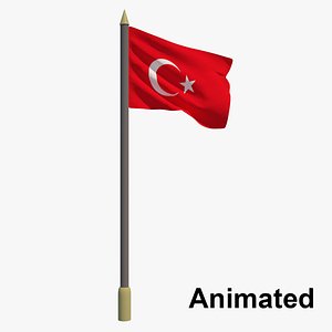 3D model flag turkey - animation