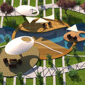 Modern Riverbank Landscape