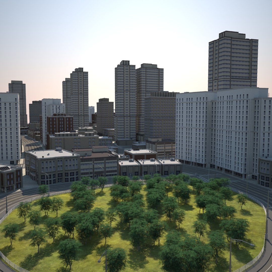cityscape scene highrise 3d model