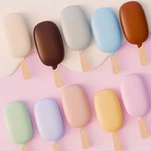 3D Stylized Popstick Ice Cream Pack model