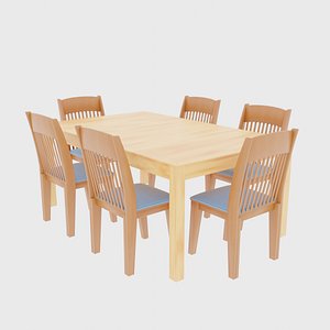 3D model comedor madera