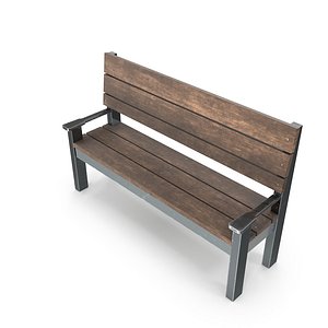 Weathered Outdoor Park Bench(1)