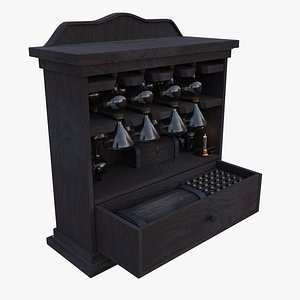 Apothecary Cabinet and Props 3D
