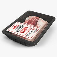 Raw Pork Bacon in Package Mockup
