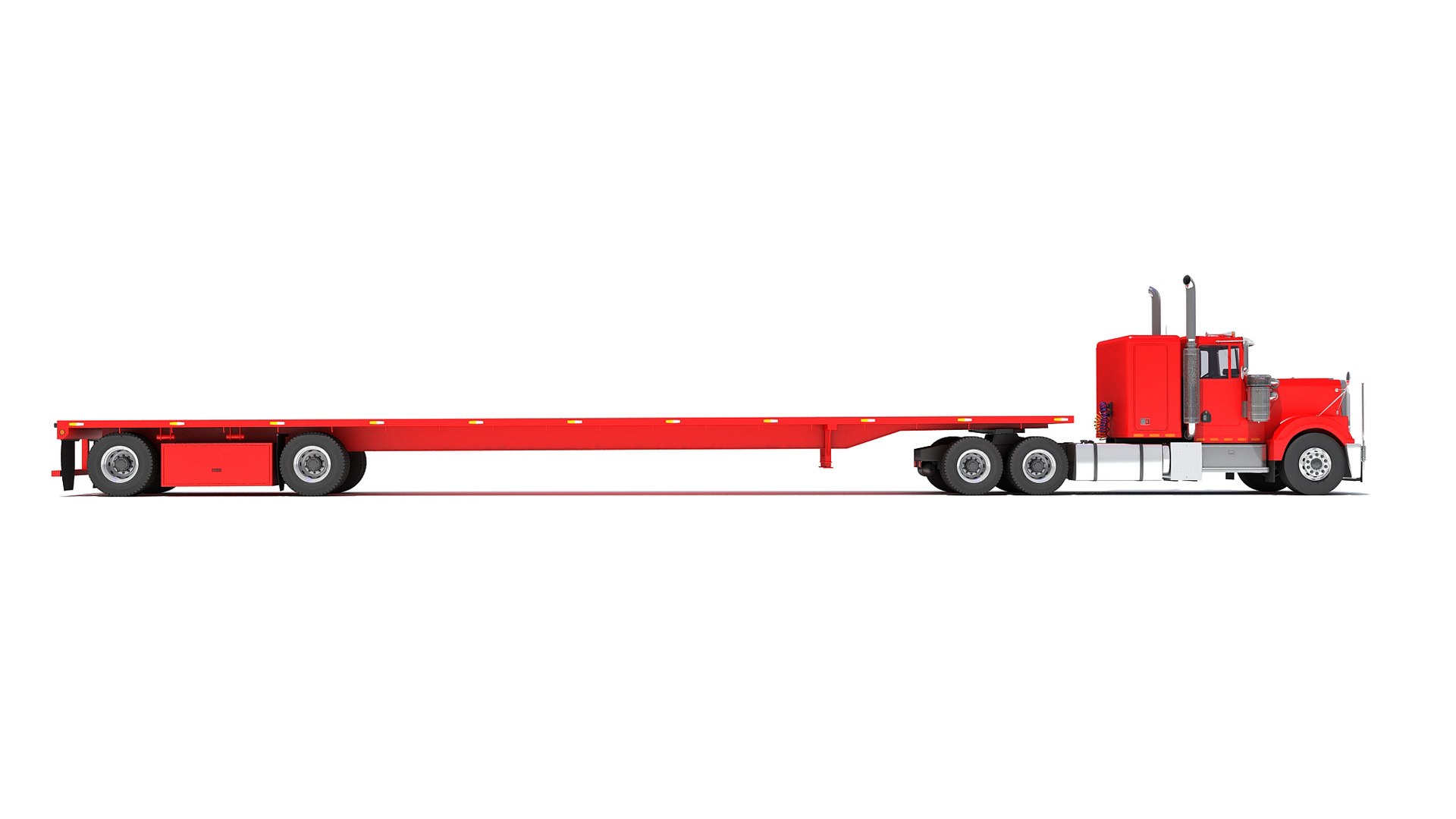 18 Wheeler Flatbed Side View