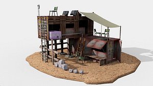3D post apocalyptic building shelter house