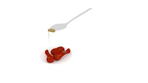 3D model fried honey glazed chicken