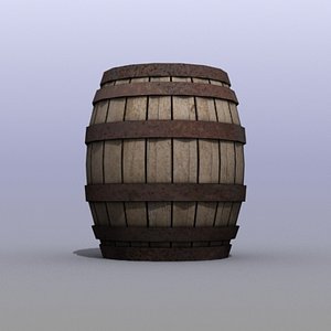 3d model old wooden drum