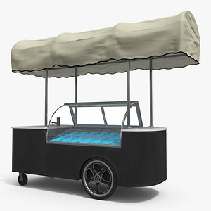 Mobile Ice Cream Display Cart Black