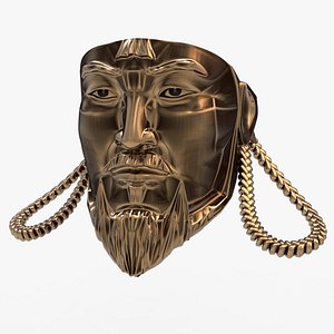 Genghis Khan Realistic Face Mask Statue 3D