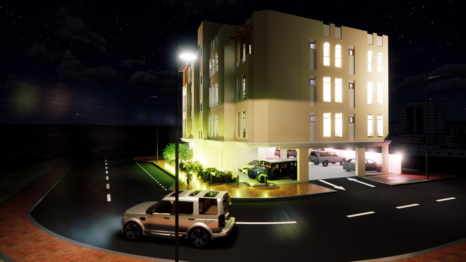 3D Residential Building G Plus 3 With Ground Parking - TurboSquid 1851057