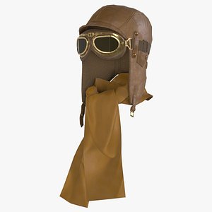 Aviator Goggles Hat Scarf Set - Orange - Game Asset