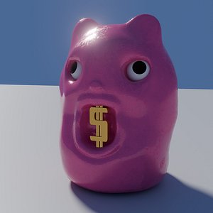 3D Piggy bank in the form of an animal head with a money symbol