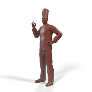 3D Professional Chef Character in Pose for 3D Print