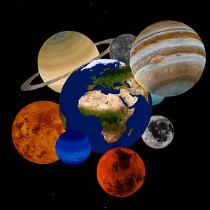 3D Solar System 3D Model Realistic Planets Pack