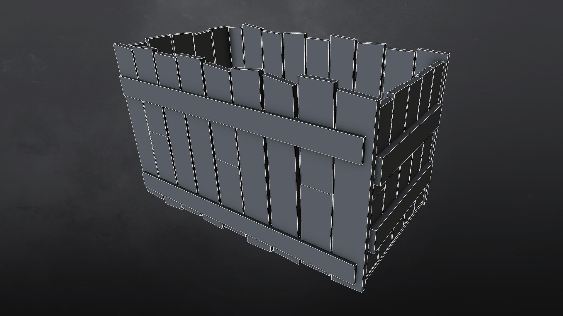 3d wooden box model