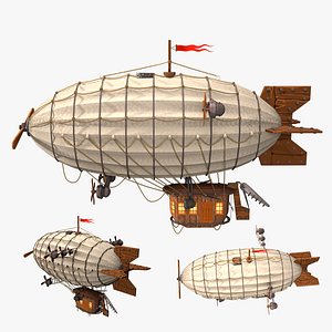 vintage airship high-poly textured 3D model