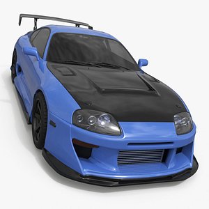 Carbon Hood Sports Car Blue Simplified 3D model