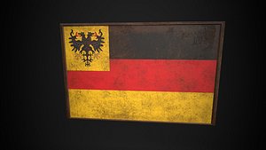 3D Old Picture Frame With Federal Government of Germany  Flag - Game Ready PBR Low-poly 3D Model