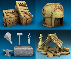 Stylized Middle Ages models Set 3D