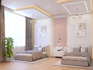 3D Modern Twice Bedroom