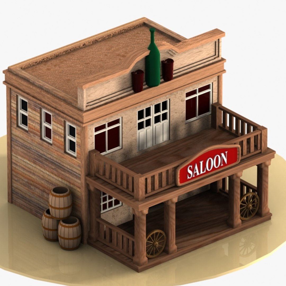 cartoon western building 3d model