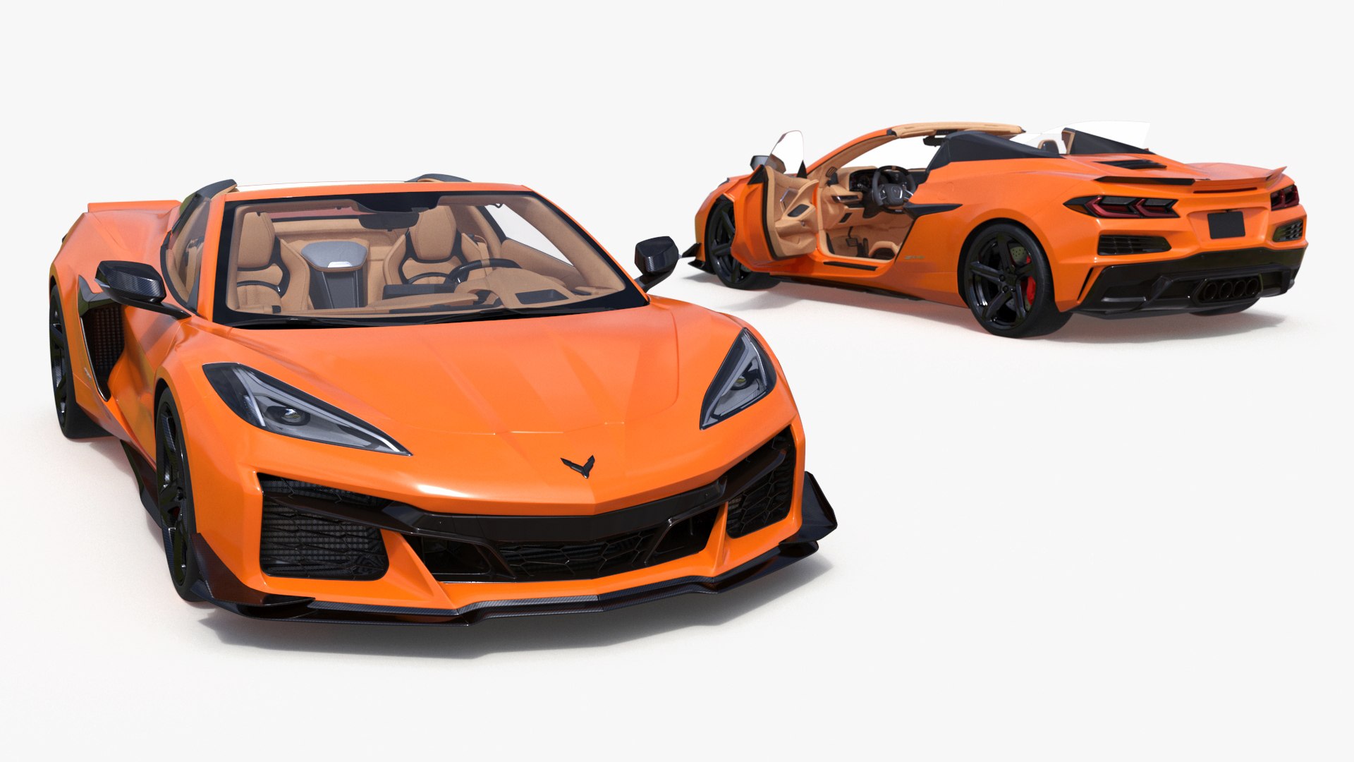 Cabriolet 2023 Chevrolet Corvette Z06 Open Orange Rigged 3D model preview