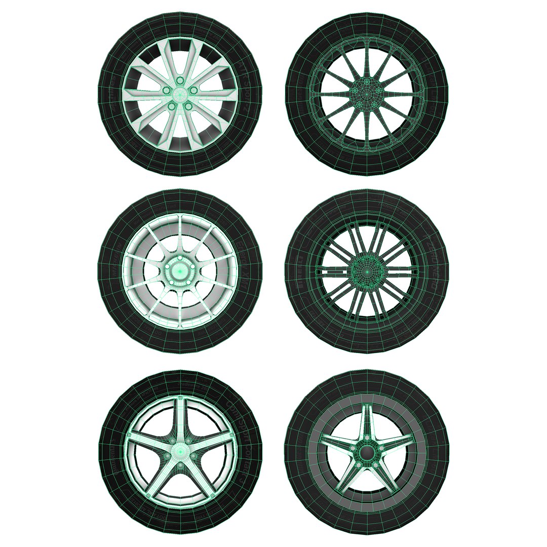Pack 6 Alloy Wheels Model - TurboSquid 1355632