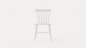 3D Wood H17 Spindle Chair White model