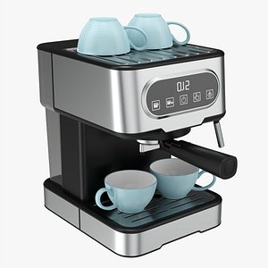 Espresso coffee machine with mug 3D model