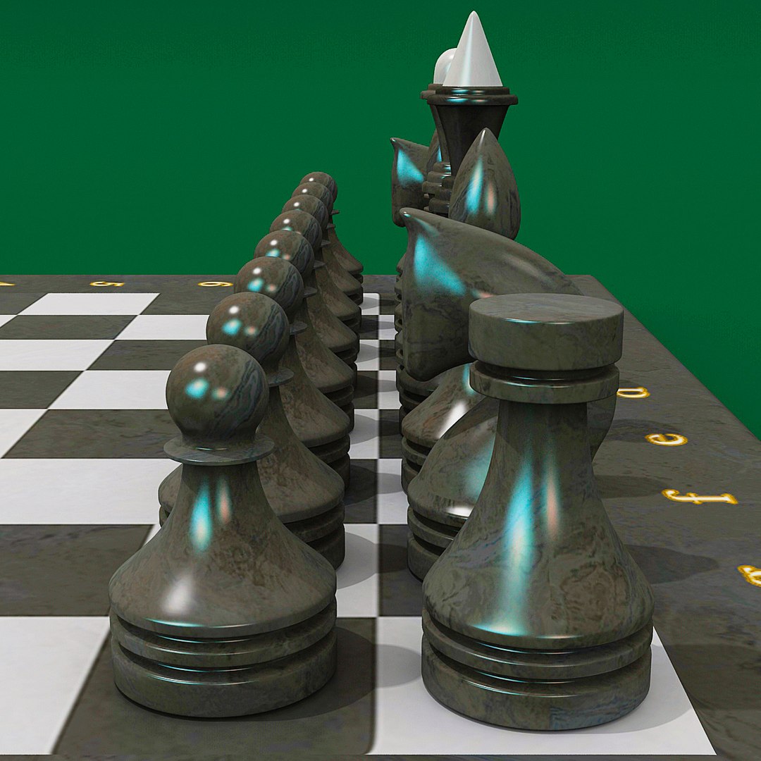 Stone Chess Set 3d Model