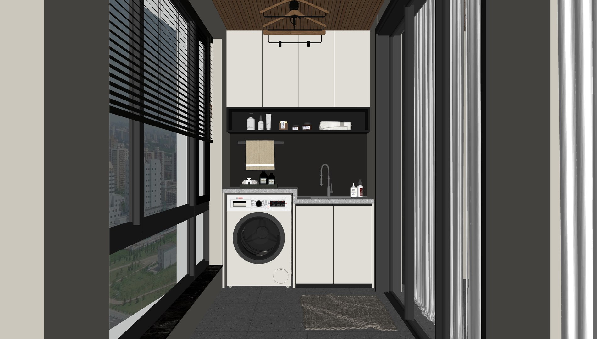 Modern Balcony Laundry Cabinet Combination Laundry Room Home Appliance ...