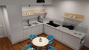 Living room and Kitchen 3D