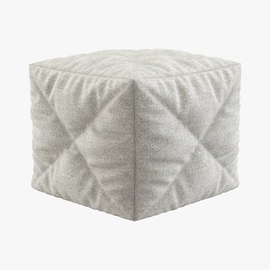 3D Nordic Quilted Fabric Pouf Ottoman