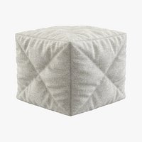 Nordic Quilted Fabric Pouf Ottoman