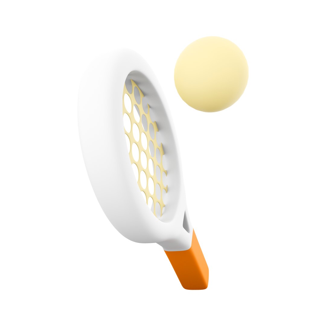 3d tennis racket and ball icon model - TurboSquid 2066367