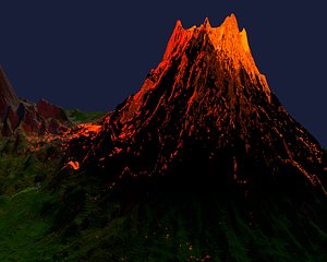3D volcano eruption lava model
