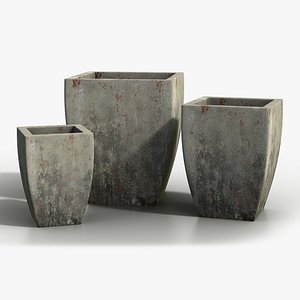Vase Concrete Quad Set 3D model